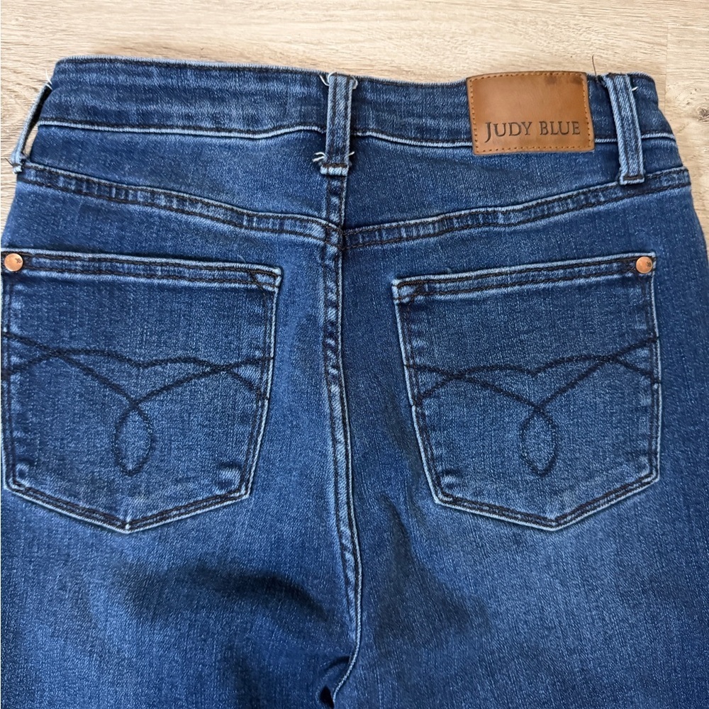 Judy Blue Indigo-Flare High-Rise Wide Leg Jeans - Picture 5 of 9